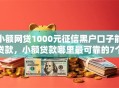 小额网贷1000元征信黑户口子能贷款，小额贷款哪里最可靠的7个平台介绍