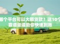 哪个平台可以大额贷款？这10个靠谱渠道助你快速到账