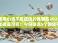 信用小贷不看征信的有哪些2025年确实可靠！今日筛选5个网贷平台不要芝麻分