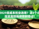 2025低成本创业选啥？这5个小投资高回报项目别错过！