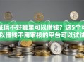 征信不好哪里可以借钱？这5个可以借钱不用审核的平台可以试试