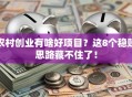 农村创业有啥好项目？这8个稳赚思路藏不住了！