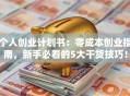 个人创业计划书：零成本创业指南，新手必看的5大干货技巧！