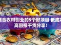 适合农村创业的5个好项目 低成本高回报干货分享！