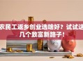 农民工返乡创业选啥好？试试这几个致富新路子！