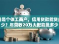 我是个体工商户，信用贷款能贷多少？年营收20万大概能批多少