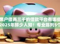 黑户借两三千的借款平台有哪些2025年鲜少人知！专业陈列5个黑户网贷两三千的口子很多
