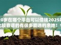20岁在哪个平台可以借钱2025年比较靠谱的有很多能选的余地！今天为您全面列举这5个贷款平台！
