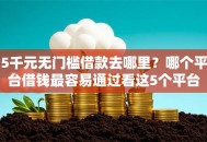 5千元无门槛借款去哪里？哪个平台借钱最容易通过看这5个平台