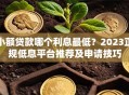 小额贷款哪个利息最低？2023正规低息平台推荐及申请技巧