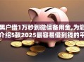 黑户借1万秒到微信备用金,为您介绍5款2025最容易借到钱的平台