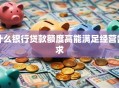 什么银行贷款额度高能满足经营需求