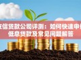友信贷款公司评测：如何快速申请低息贷款及常见问题解答