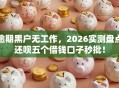 逾期黑户无工作，2026实测盘点还呗五个借钱口子秒批！