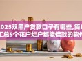 2025双黑户贷款口子有哪些,简单汇总5个花户烂户都能借款的软件