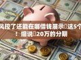 风控了还能在哪借钱展示​这5个！细说​20万的分期