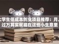 大学生低成本创业项目推荐：月入过万其实就藏在这些小生意里