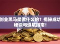 创业黑马是做什么的？揭秘成功秘诀与避坑指南！