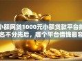 小额网贷1000元小额贷款平台排名不分先后，哪个平台借钱最容易通过的5个平台介绍
