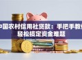中国农村信用社贷款：手把手教你轻松搞定资金难题