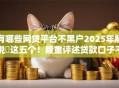 有哪些网贷平台不黑户2025年解说​这五个！隆重评述贷款口子不黑户借钱软件