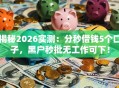揭秘2026实测：分秒借钱5个口子，黑户秒批无工作可下！