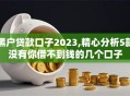 黑户贷款口子2023,精心分析5款没有你借不到钱的几个口子