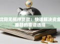 沈阳无抵押贷款：快速解决资金难题的靠谱选择