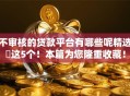 不审核的贷款平台有哪些呢精选​这5个！本篇为您隆重收藏！