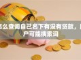 怎么查询自己名下有没有贷款，用户可能搜索词