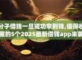 分孑借钱一旦成功拿到钱,值得收藏的5个2025最新借钱app来袭！