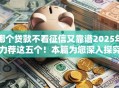 哪个贷款不看征信又靠谱2025年力荐这五个！本篇为您深入探究！