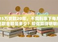 25万贷款20年，不同利率下每月还款金额是多少？帮你算得明明白白，一看就懂！