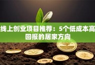 线上创业项目推荐：5个低成本高回报的居家方向