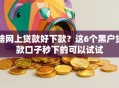 啥网上贷款好下款？这6个黑户贷款口子秒下的可以试试