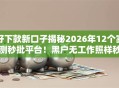 好下款新口子揭秘2026年12个实测秒批平台！黑户无工作照样秒下低门槛