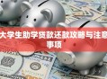 大学生助学贷款还款攻略与注意事项