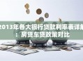 2013年各大银行贷款利率表详解：房贷车贷政策对比