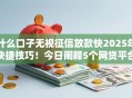 什么口子无视征信放款快2025年快捷技巧！今日阐释5个网贷平台无视征信放款快