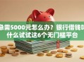 急需5000元怎么办？银行借钱叫什么试试这6个无门槛平台
