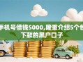 手机号借钱5000,隆重介绍5个包下款的黑户口子