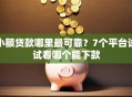 小额贷款哪里最可靠？7个平台试试看哪个能下款