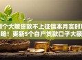 哪个大额贷款不上征信本月实时攻略！更新5个白户贷款口子大额
