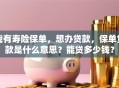 我有寿险保单，想办贷款，保单贷款是什么意思？能贷多少钱？