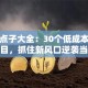 创业点子大全：30个低成本轻资产项目，抓住新风口逆袭当老板！