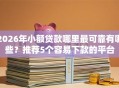 2026年小额贷款哪里最可靠有哪些？推荐5个容易下款的平台