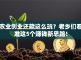 农业创业还能这么玩？老乡们看准这5个赚钱新思路！