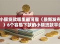 小额贷款哪里最可靠（最新发布！）6个容易下款的小额贷款平台