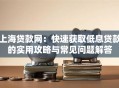 上海贷款网：快速获取低息贷款的实用攻略与常见问题解答