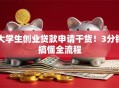 大学生创业贷款申请干货！3分钟搞懂全流程